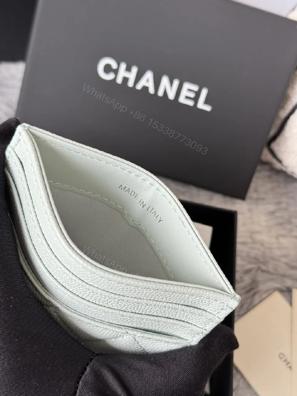 View 7 of Pastel Mint Quilted Leather Wallet with Interlocking CC – Everyday Luxury
