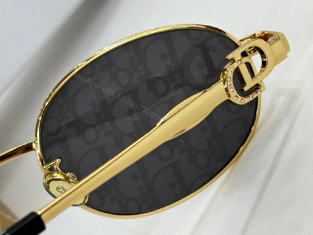 View 9 of Elegant Gold Round Sunglasses with Dior Pattern Monogram