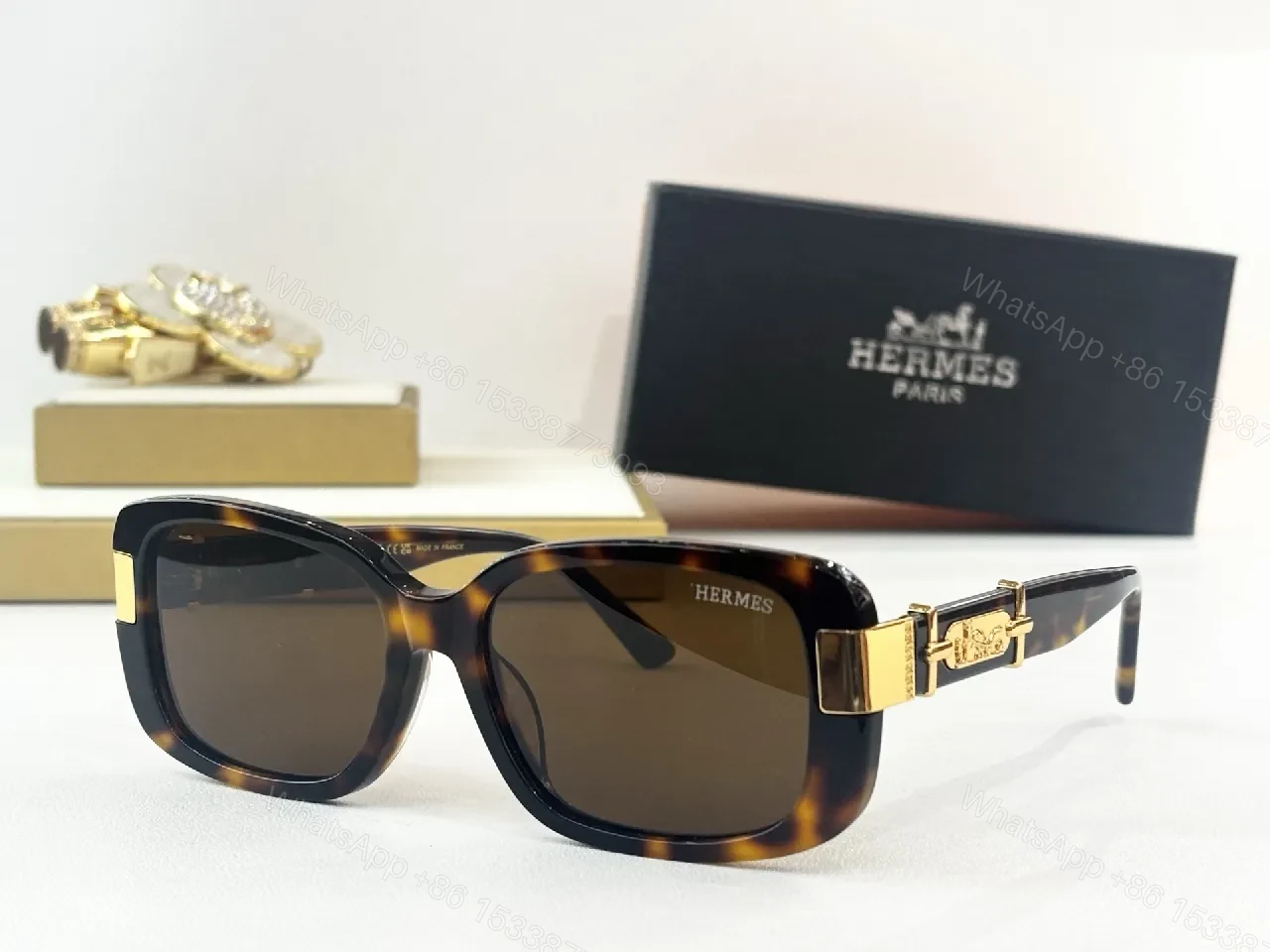 View 6 of Black Acetate Cat-Eye Sunglasses with Gold Hardware - Luxe, Comfortable, Bold Style