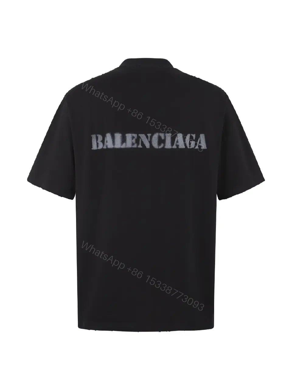 View 4 of Black Cotton Oversized Tee Faded BALENCIAGA Chest Logo T-Shirt