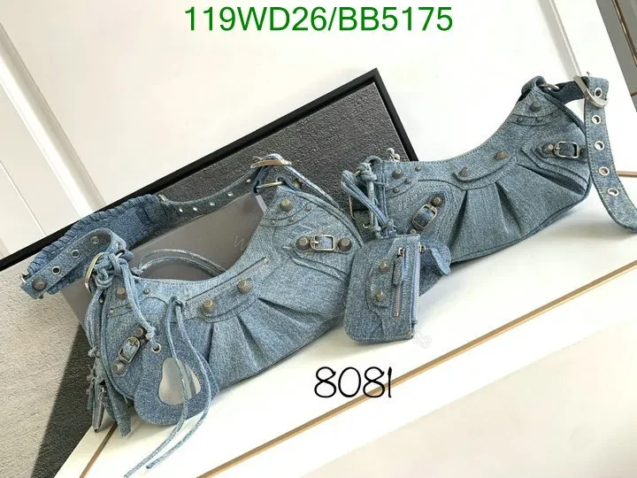 View 2 of Le Cagole Small Shoulder Bag Denim with Rhinestones Fake Balenciaga 6K8M45