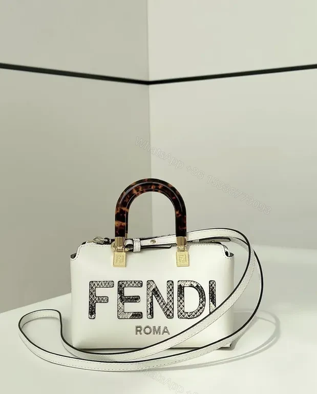 Chic Fendi Satchel: White Leather, Logo, Versatile Luxury — view 1