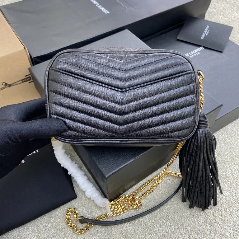 View 5 of Chic Quilted Black Crossbody with YSL Emblemâ€”Compact Luxury