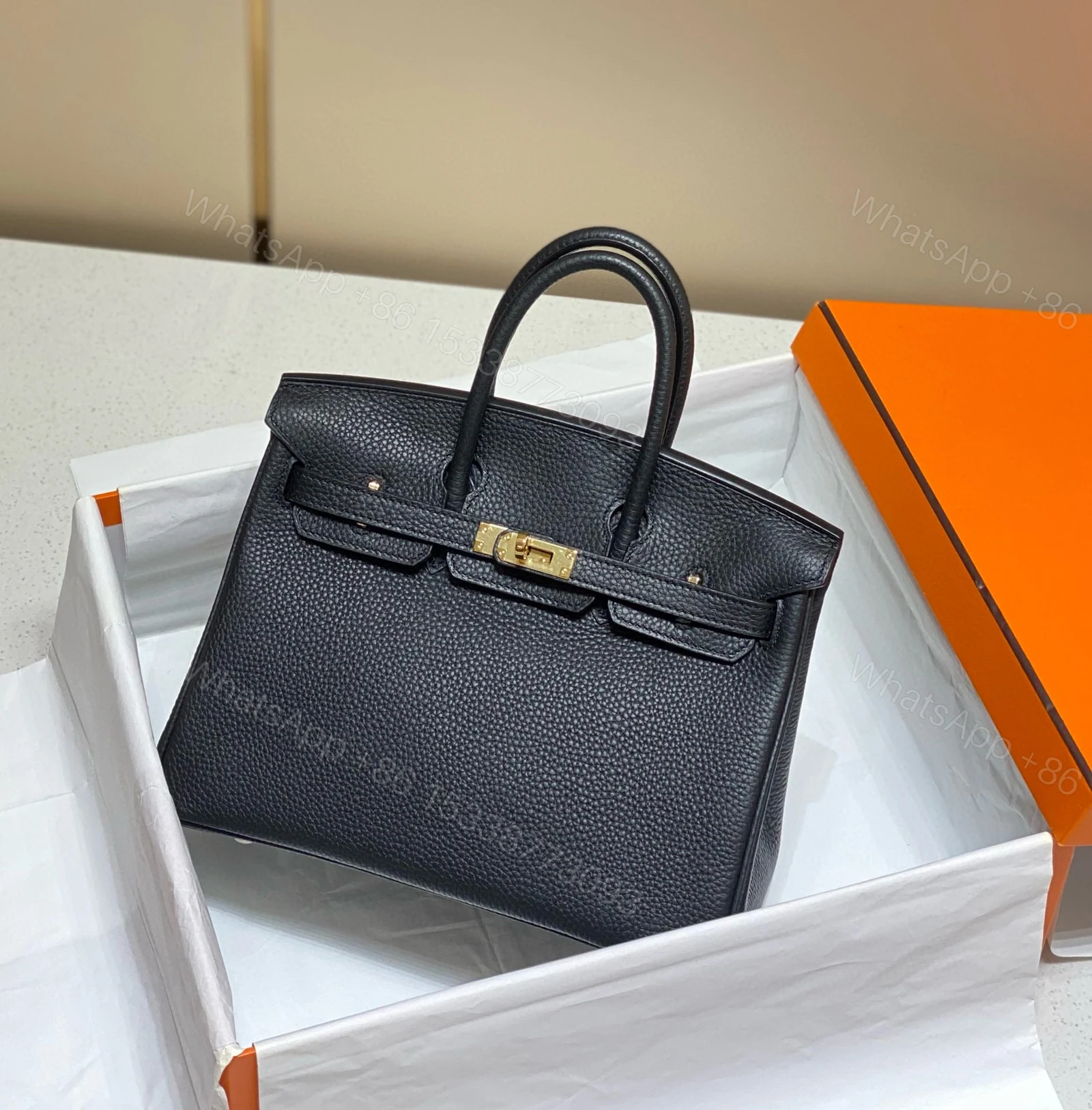 View 2 of HERMES BIRKIN 30CM IN BLACK TOGO LEATHER GOLD HARDWARE