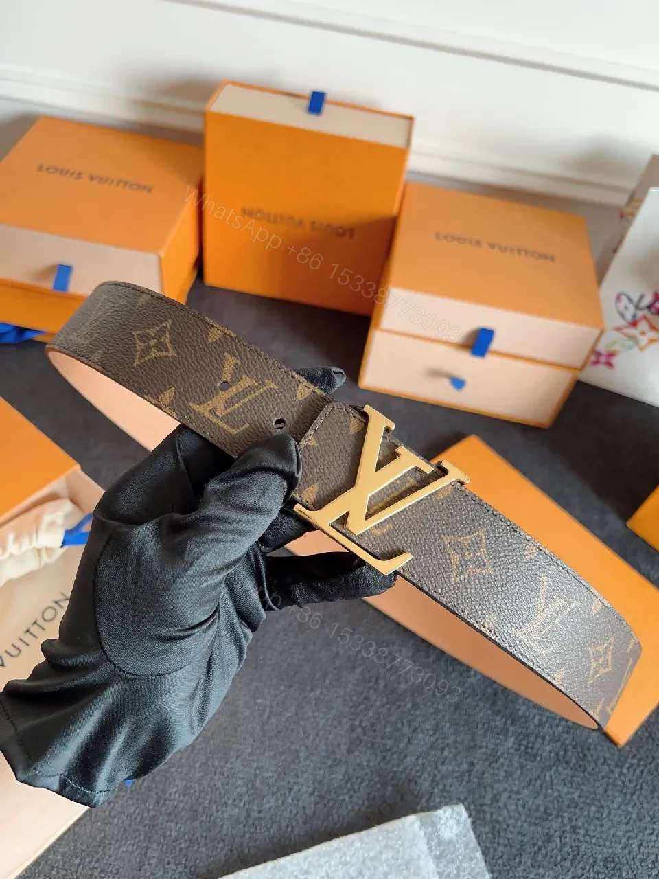 View 5 of Lux Monogram Belt: Gold Buckle, Everyday Luxury Accessory