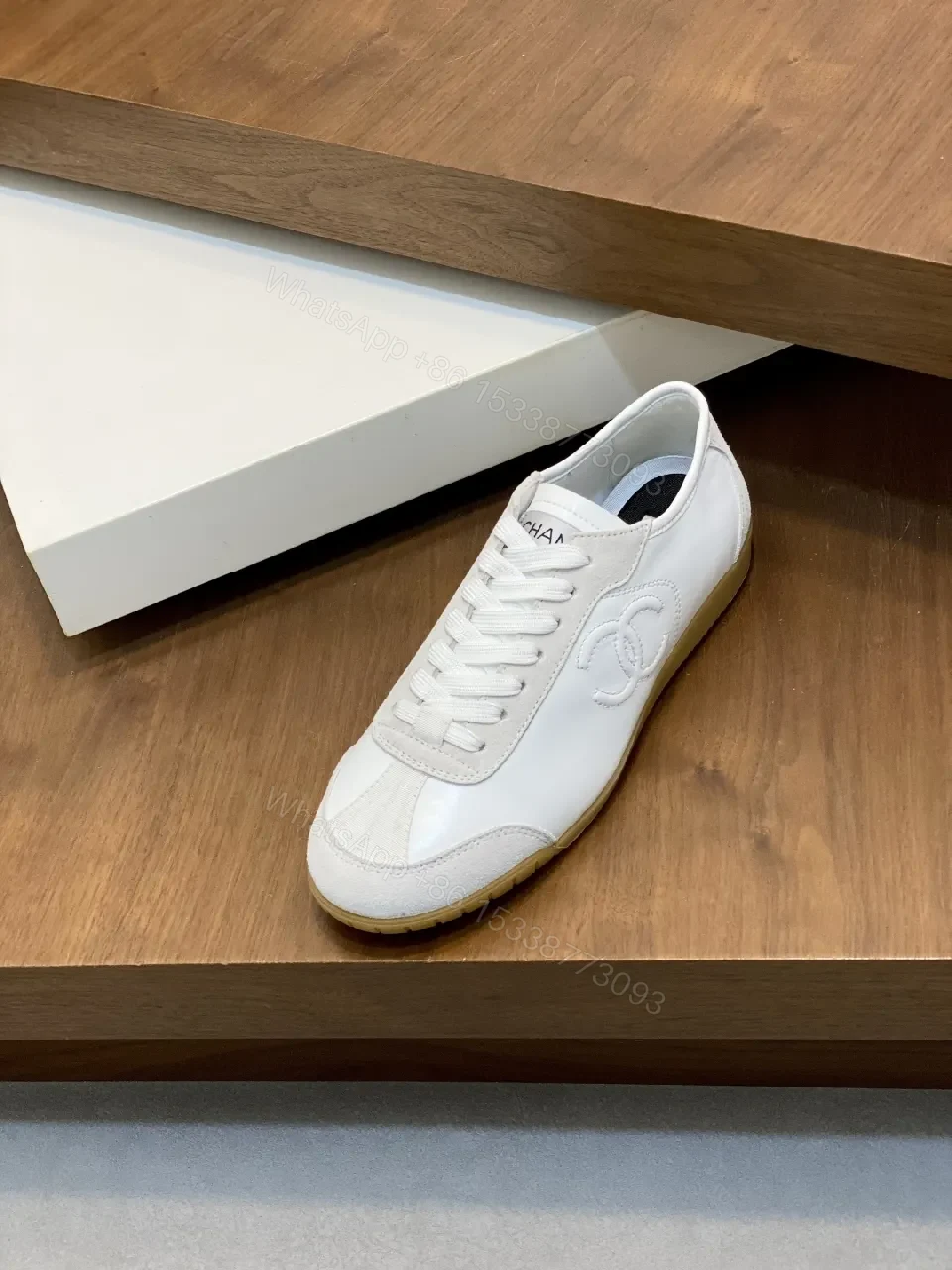 View 5 of Minimalist White Leather Sneakers, Subtle Detail, Everyday Luxury Shoes