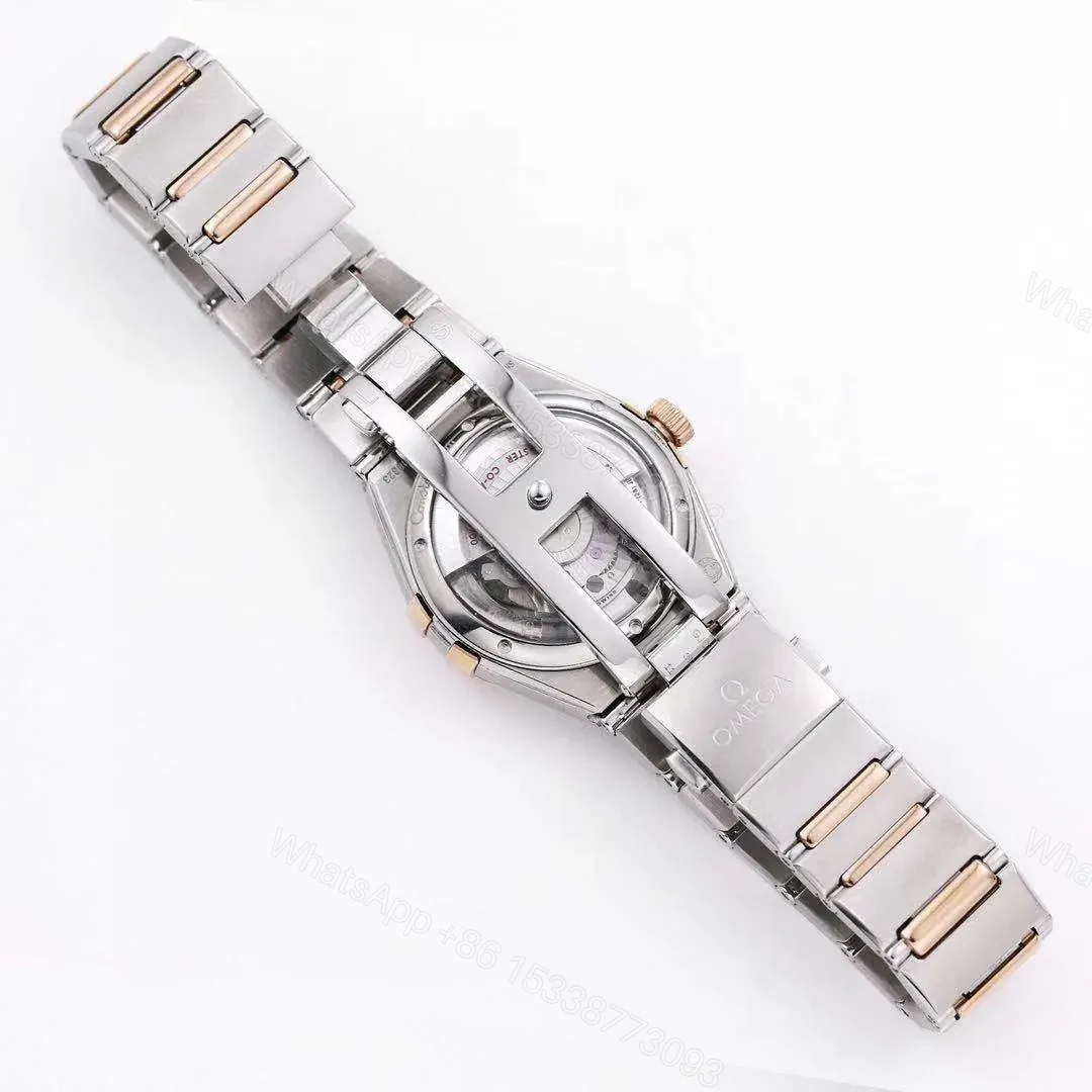 View 9 of Omega Constellation 29mm Women’s Watch V6 Version Silver and Rose Gold with Diamond Bezel White Dial Sapphire Crystal