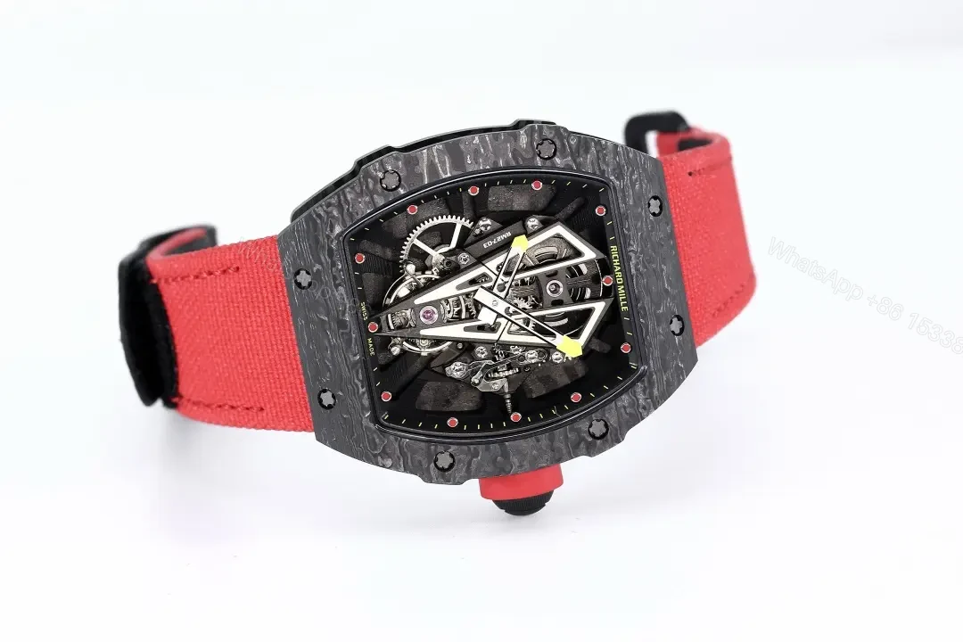 View 4 of Richard Mille RM27-03 Ultra-Light Tourbillon Watch – Black Carbon Fiber Case, Red Rubber Strap, Spanish Matador Design
