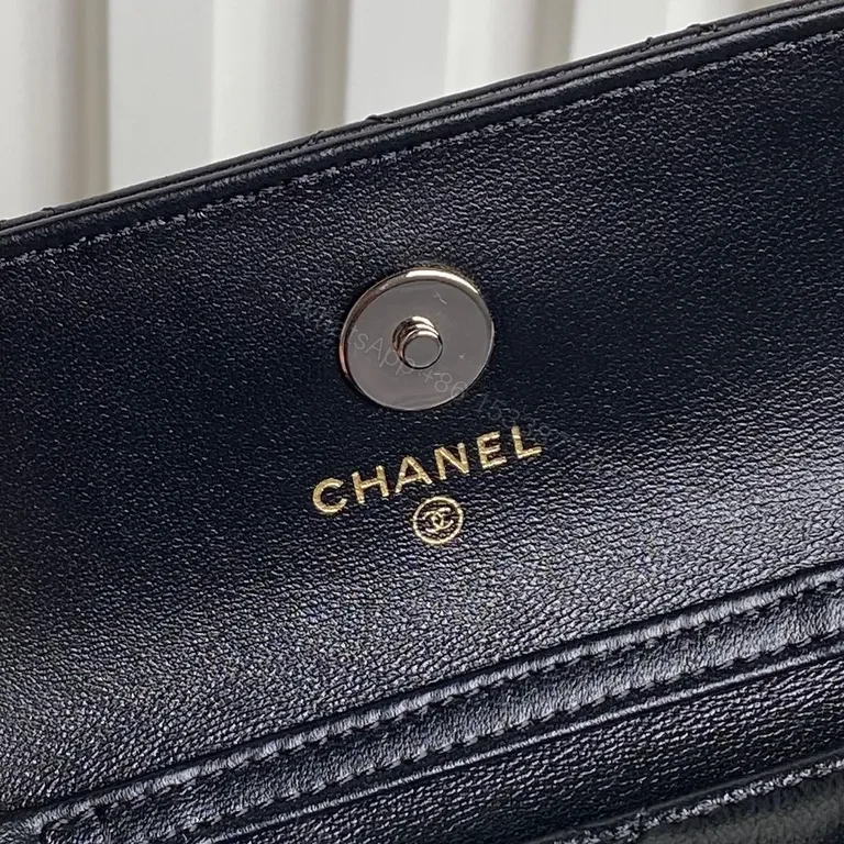 View 2 of Compact Quilted Chain Bag with Gold Hardware - Luxury Shadow Black Leather