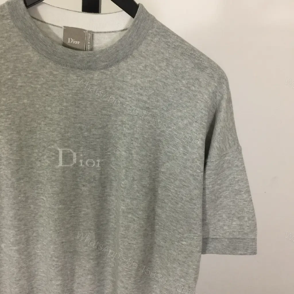 View 8 of Gray Cotton Oversized Dior Logo T-Shirt