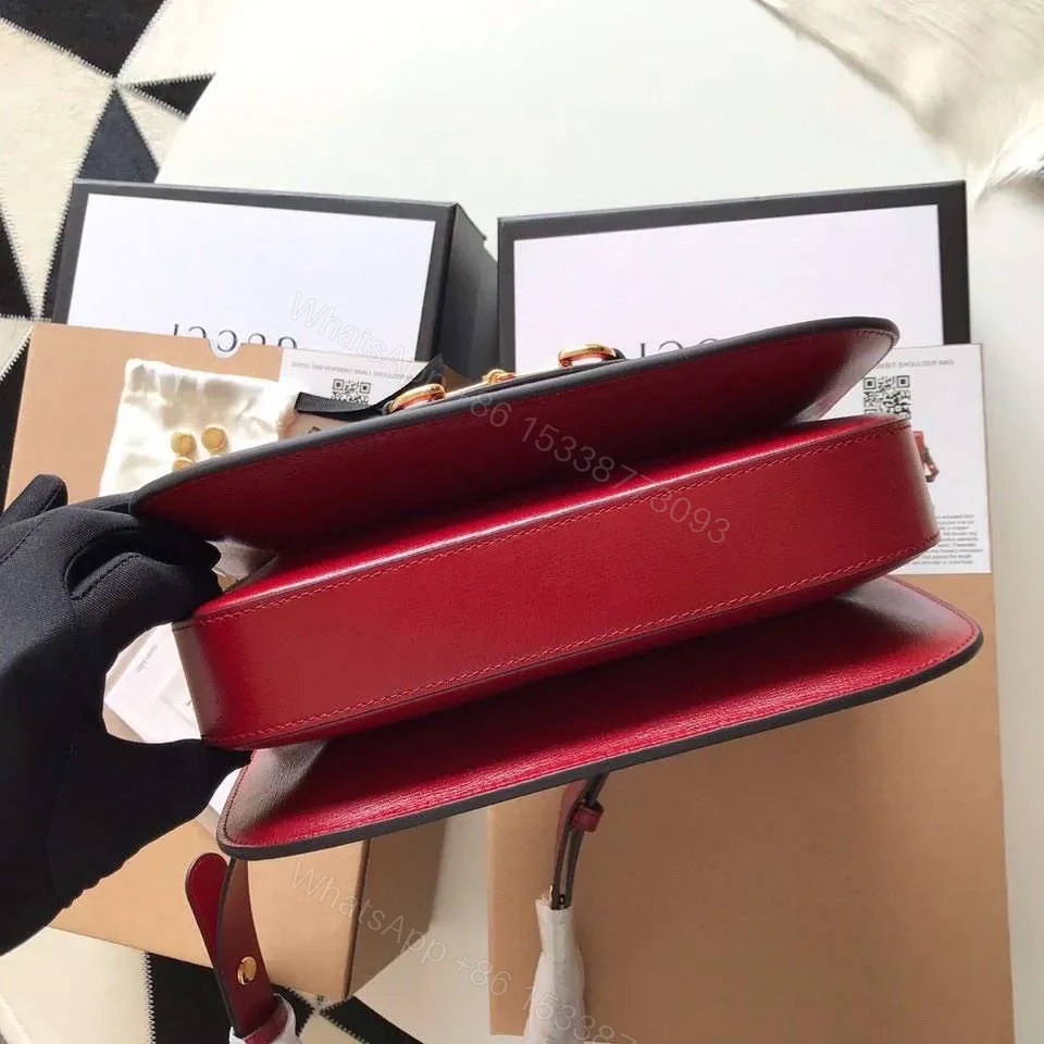 View 3 of Gucci 1955 Horsebit Women’s Handbag Super Smooth Red Leather 25cm