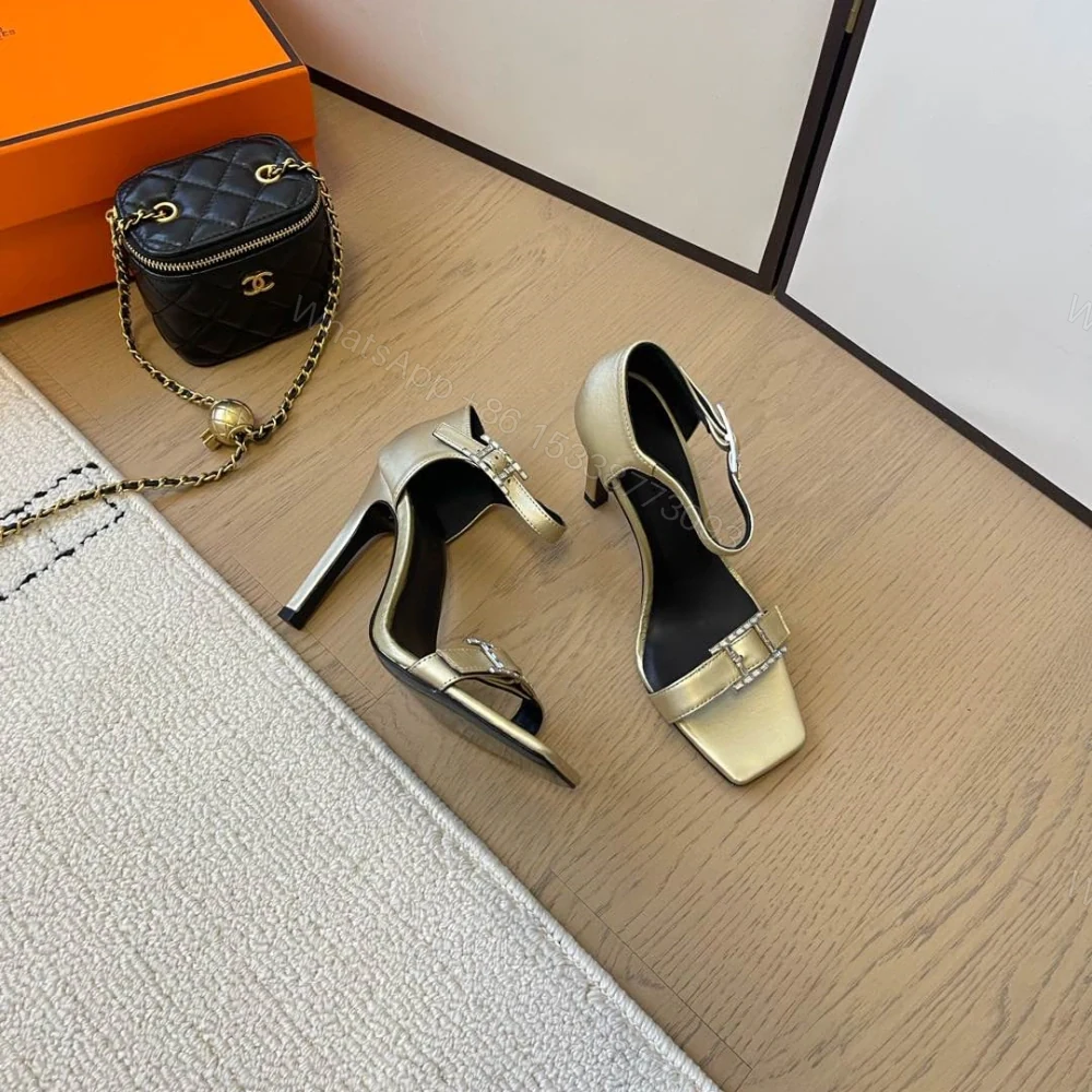 View 9 of 高仿Hermes*Judy系列H242034ZDR露趾涼鞋小牛皮10.5CM金色免檢版