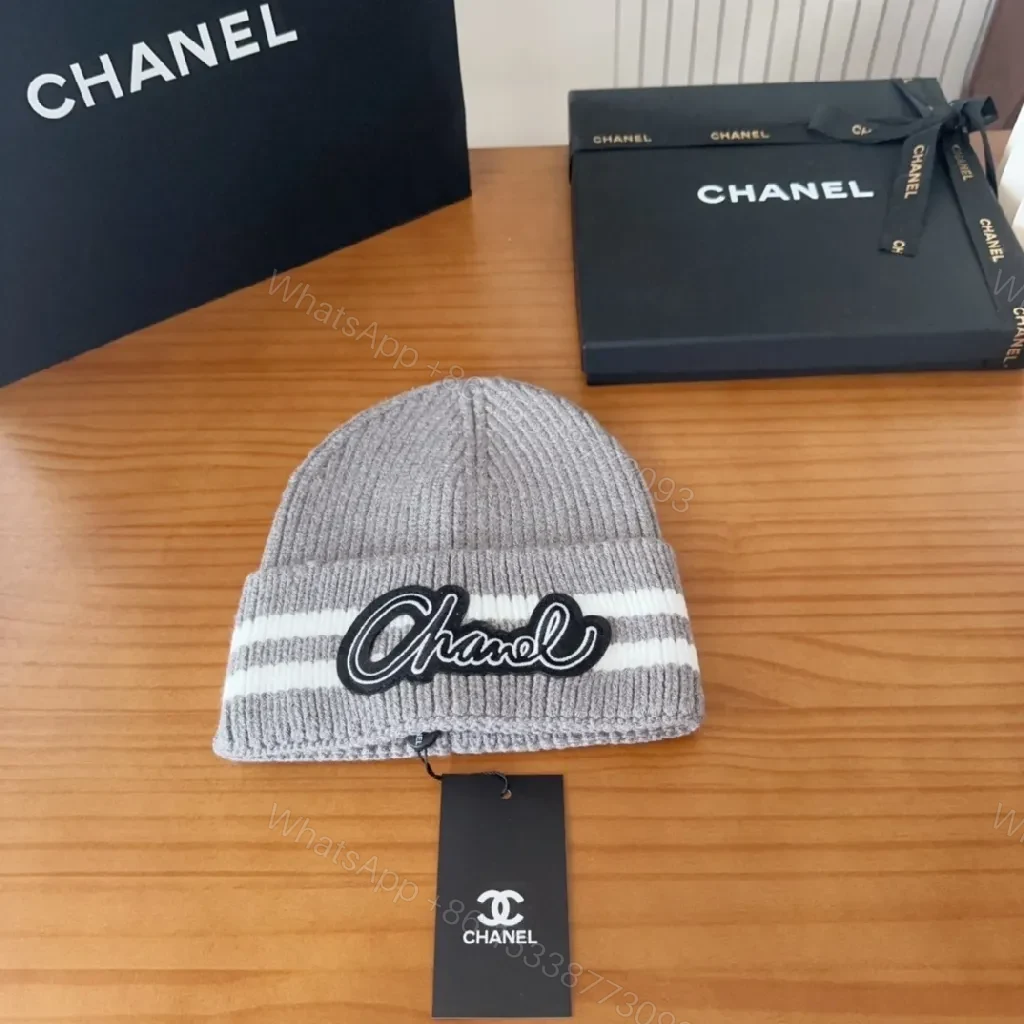 Knit Beanie with Script Patch - Luxe Street Style Hat — view 1