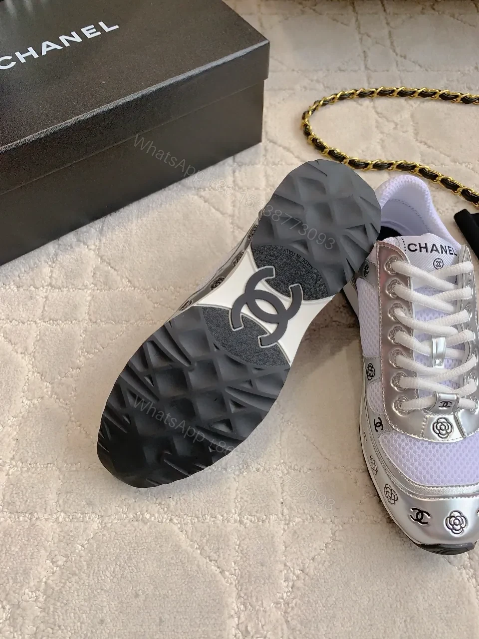 View 2 of Metallic Motion Mesh Sneakers: Modern Luxe Streetwear