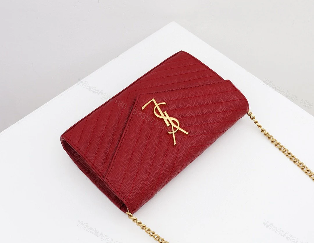 View 8 of Saint Laurent YSL Red Chain Wallet