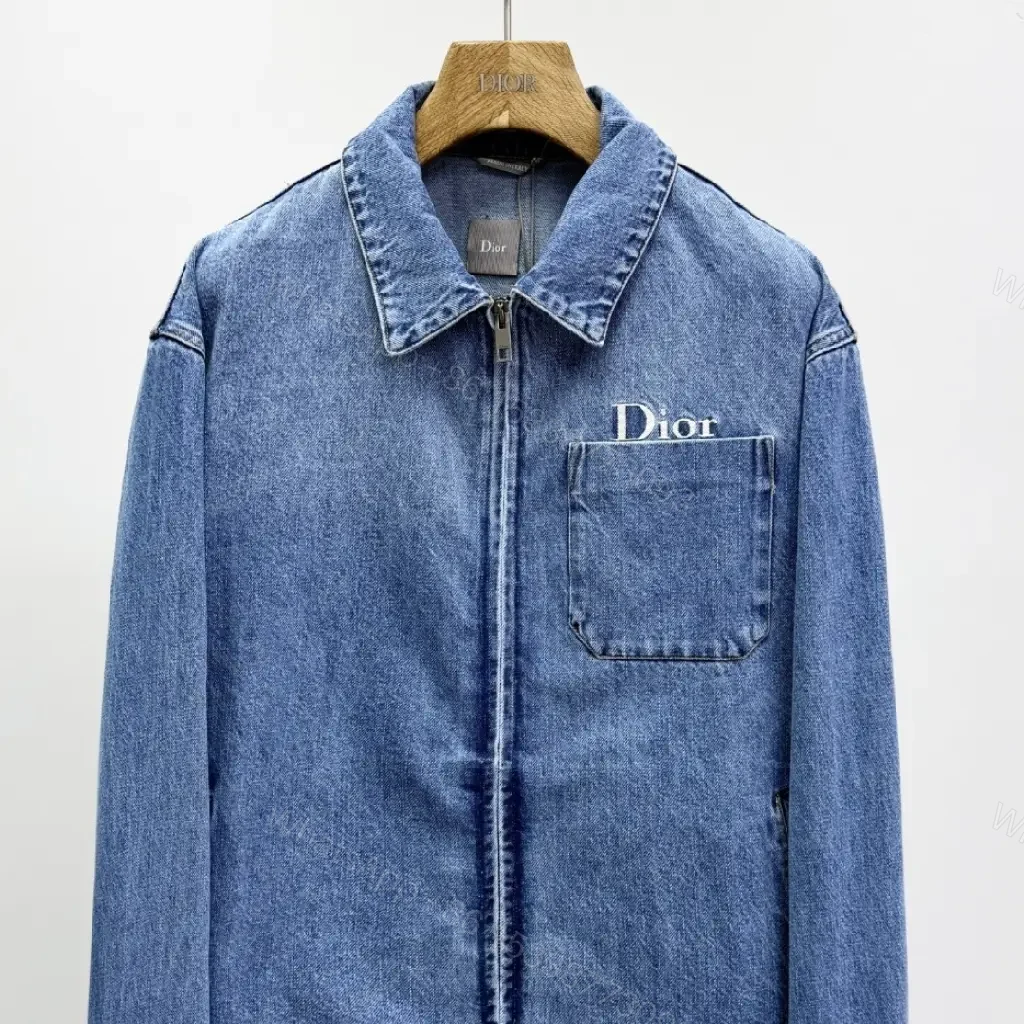 View 10 of Denim Zip-Front Jacket with Signature Diorsport Pocket