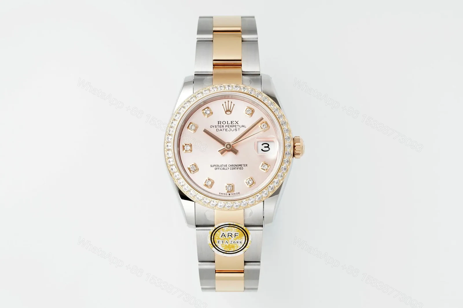 Premium Rolex Datejust 31 Two Tone Pink Diamond replica 31MM Oyster Bracelet Edition RG-DATEJUST31-TWOTONE-PINK-DIAMOND-OYSTER — view 1
