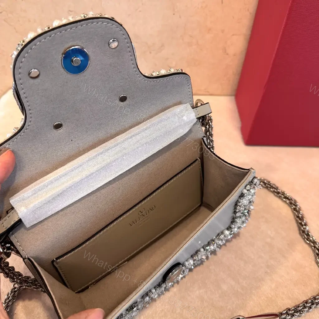 View 9 of Sparkling Crystal-Chain Mini Bag: Luxe Edge Clutch