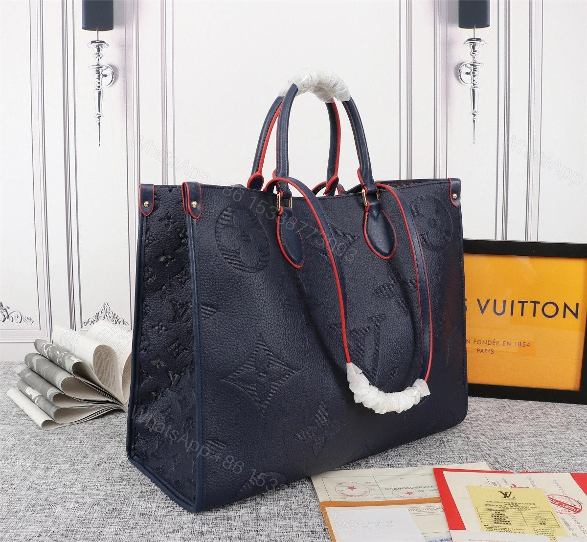 View 9 of Louis Vuitton On The Go Giant Tote Navy Blue