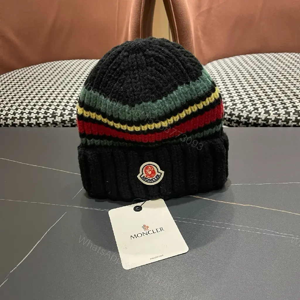 View 12 of Color-block Knit Beanie with Subtle Logo Cap