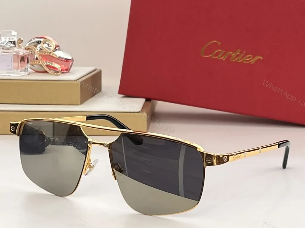 View 4 of Charcoal Cartier Metal Sunglasses: UV400, Polarized, Luxury Style