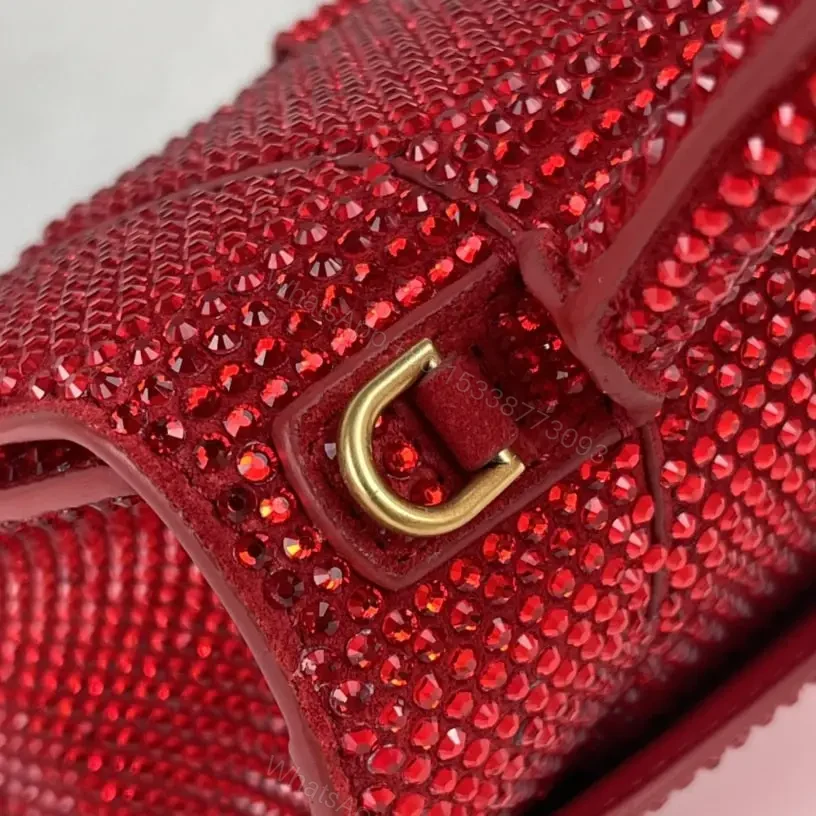 View 11 of 高仿Balenciaga*Hourglass系列沙漏包滿鑽紅色S