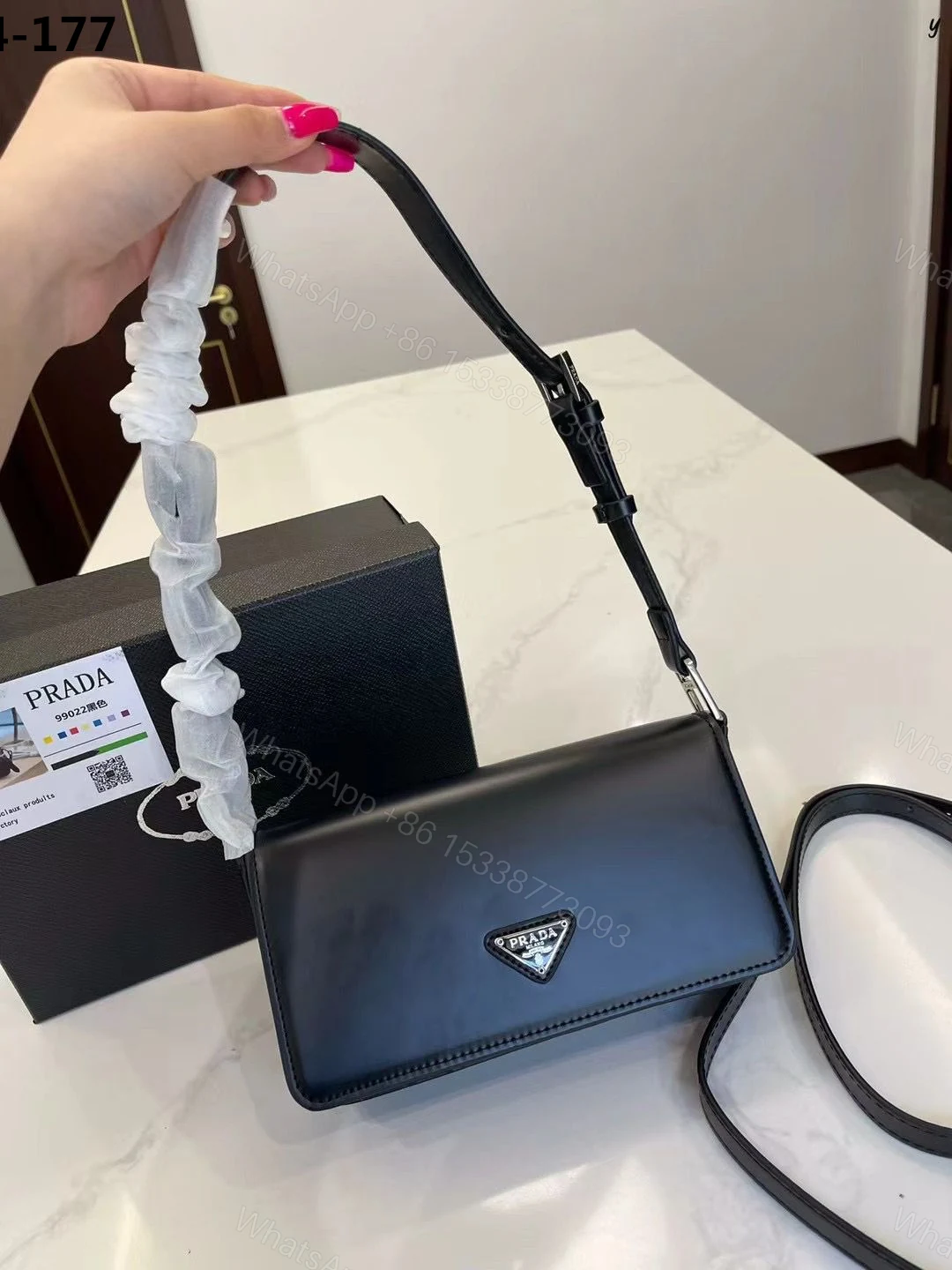 View 3 of PRADA BRUSHED PRADA FEMME BAG BLACK 22CM