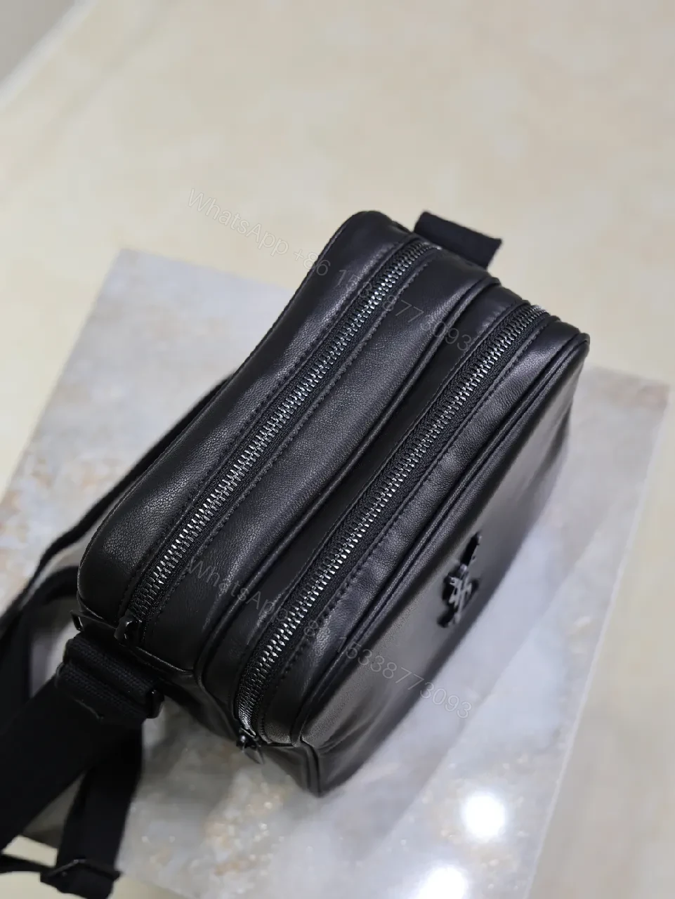 View 2 of Compact Black Leather Crossbody – Sleek, Everyday Luxury Bag