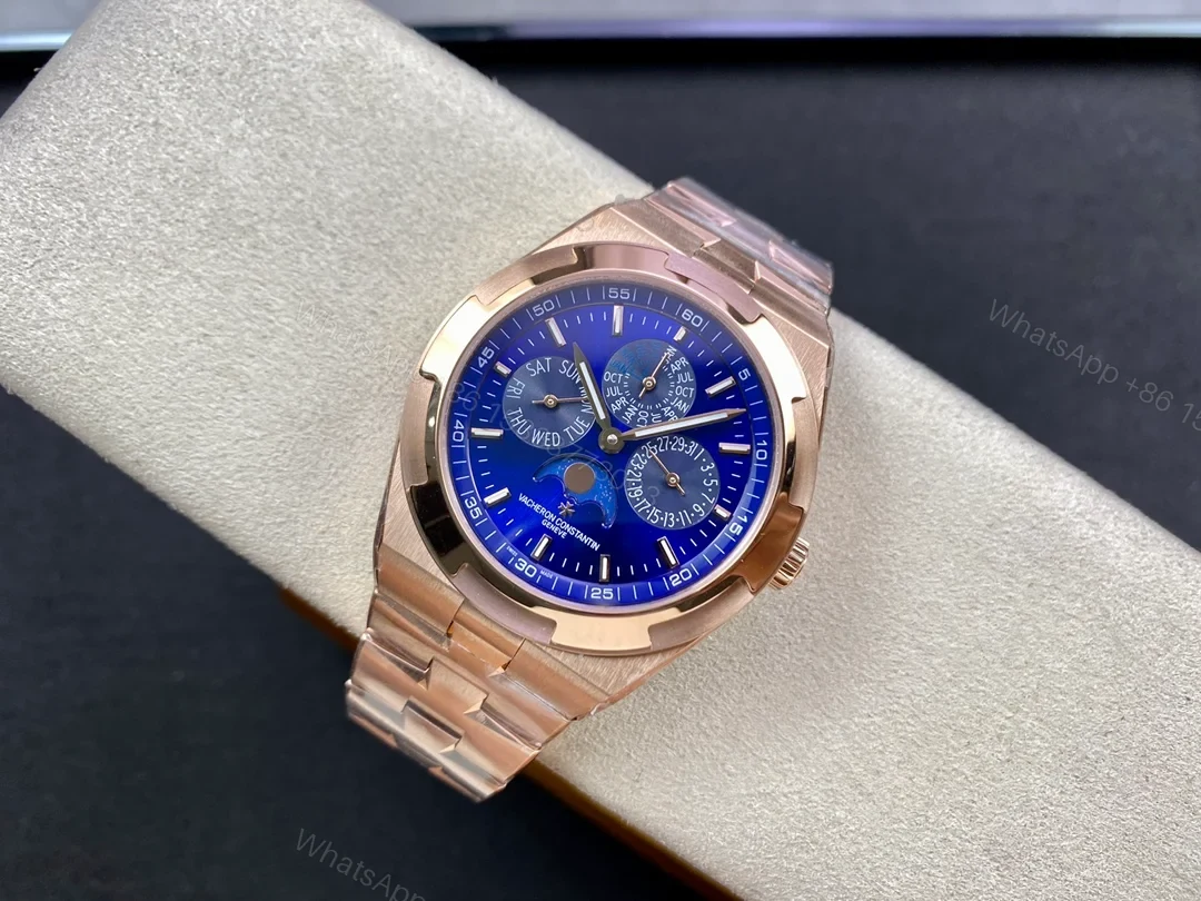 View 4 of Vacheron Constantin Overseas Ultra-Thin Perpetual Calendar Blue Dial Pink Gold Bracelet 4300V/120R-B509