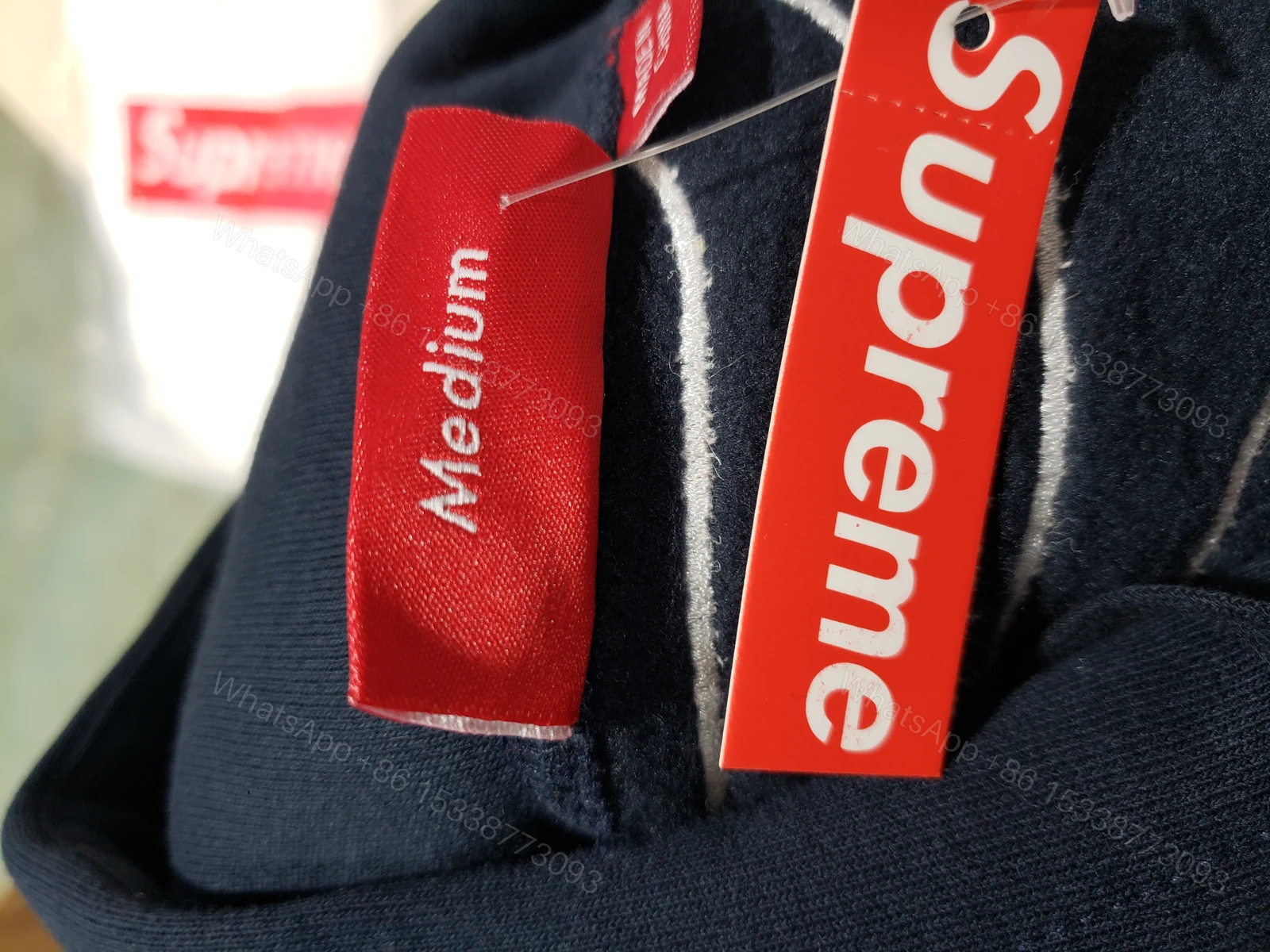 View 5 of Supreme Satin Appliqué Hoodie Sweatshirt Navy Blue