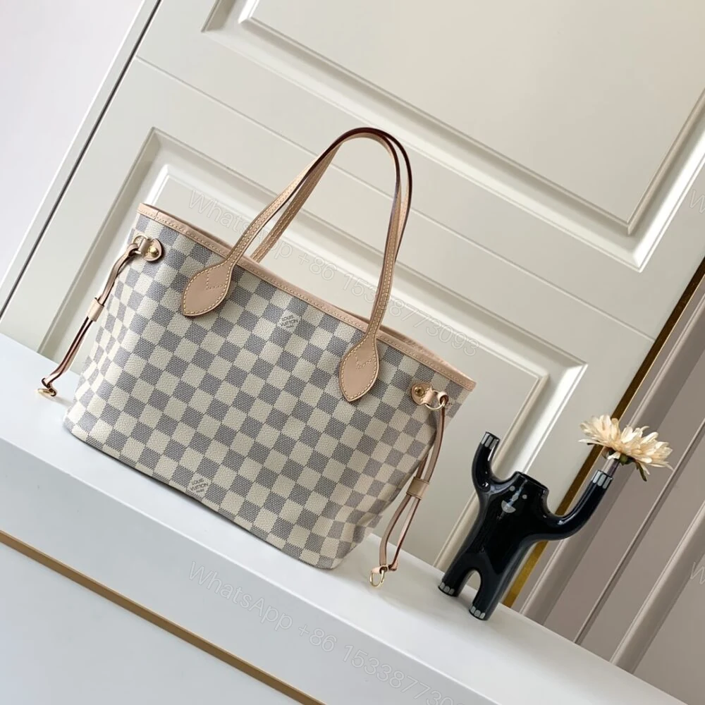 View 3 of Louis Vuitton Neverfull MM Damier Azur Canvas Beige 29Cm N40604