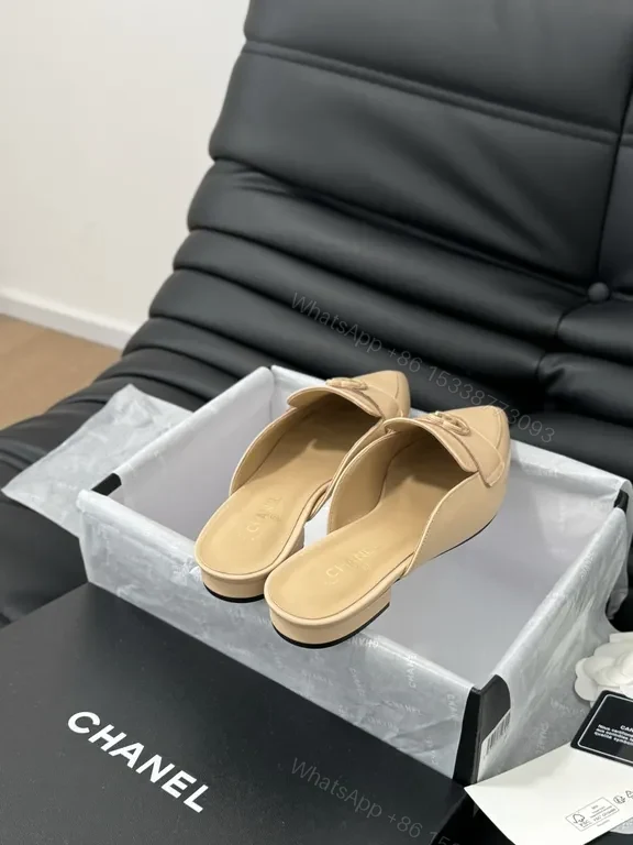 View 2 of Chanel-Inspired Nude Leather Mules â€” Sleek Everyday Luxe