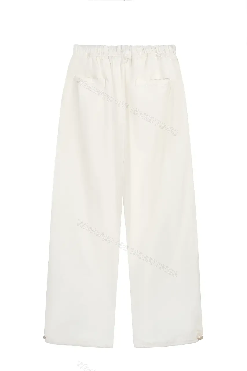 View 9 of Off-White Wide-Leg Cropped Pants with Elastic Drawstring Waist