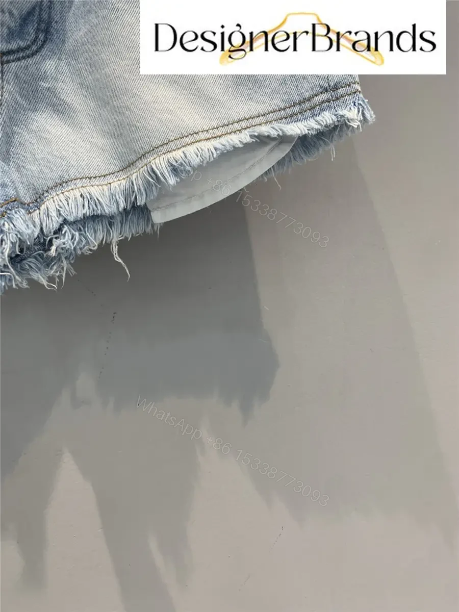 View 6 of Loewe Light Blue Cotton Denim Shorts