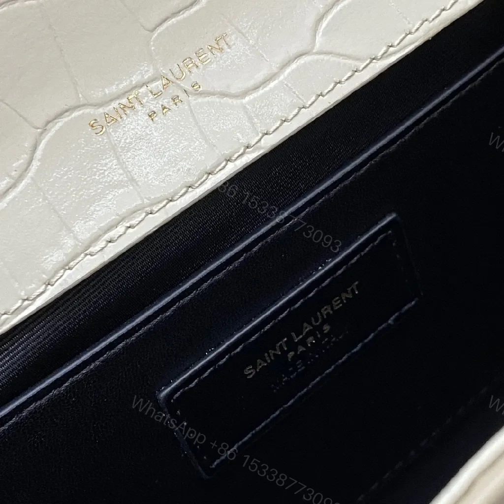 View 6 of Croc-Texture Clutch with Gold Monogram Tassel