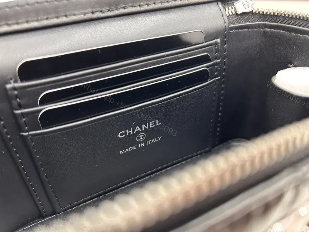 View 8 of Chic Quilted Mini Bag - Black, Chain Strap, Luxe Shine