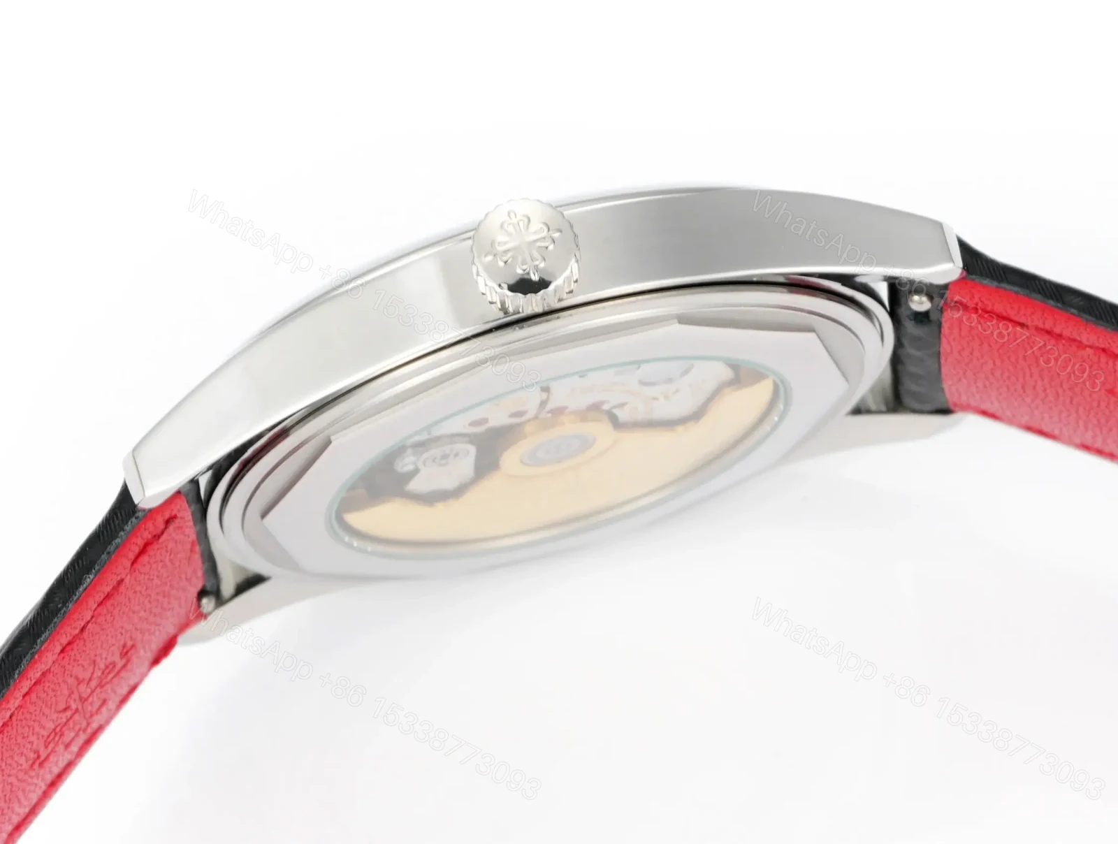 View 6 of Patek Philippe Calatrava 40mm Polished Stainless Steel Watch with Black Ebony Dial and Black Leather Strap