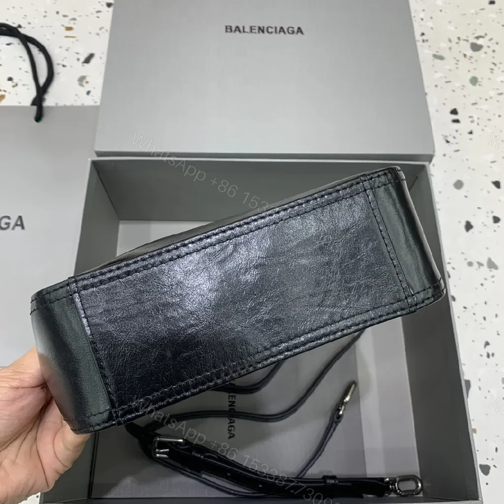 View 4 of Chic Black Leather Mini Bag with Double-B Clasp