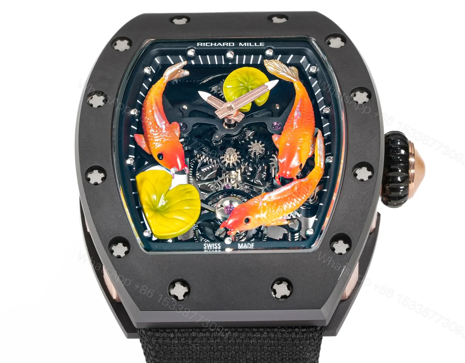 View 3 of Richard Mille RM S10 Koi Tourbillon Watch Oriental Art Dial Red Gold Diamond Koi Mechanical Tourbillon Luxury Edition RM-S10-KOI-TB-ORI