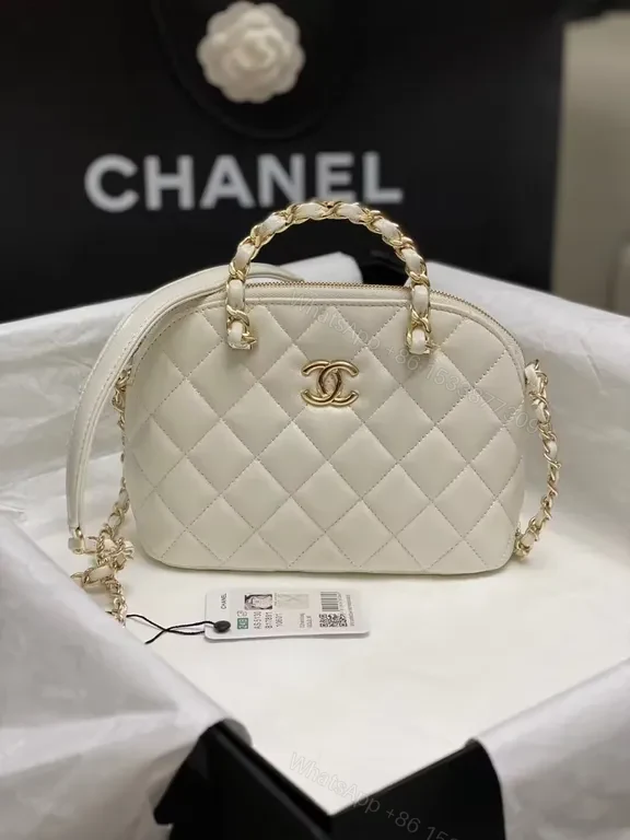 Cream Quilted Chain Satchel: Timeless Compact Luxury Bag — view 1