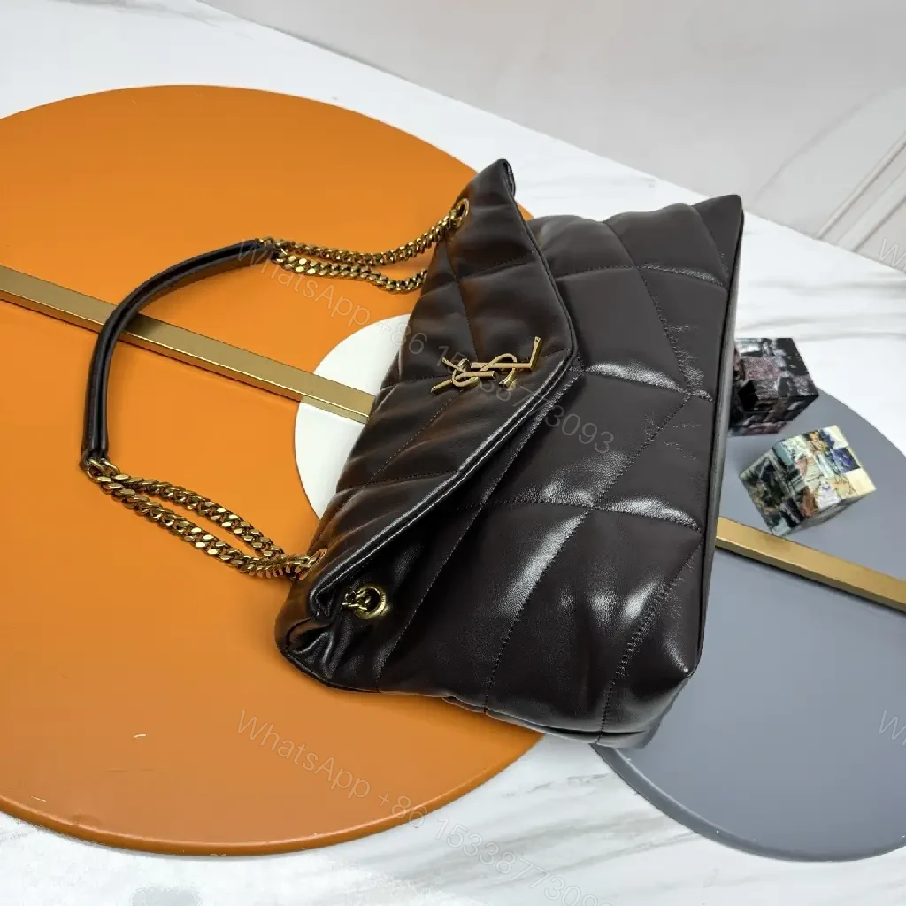 View 5 of Black Quilted Leather Shoulder Bag with Gold Hardware
