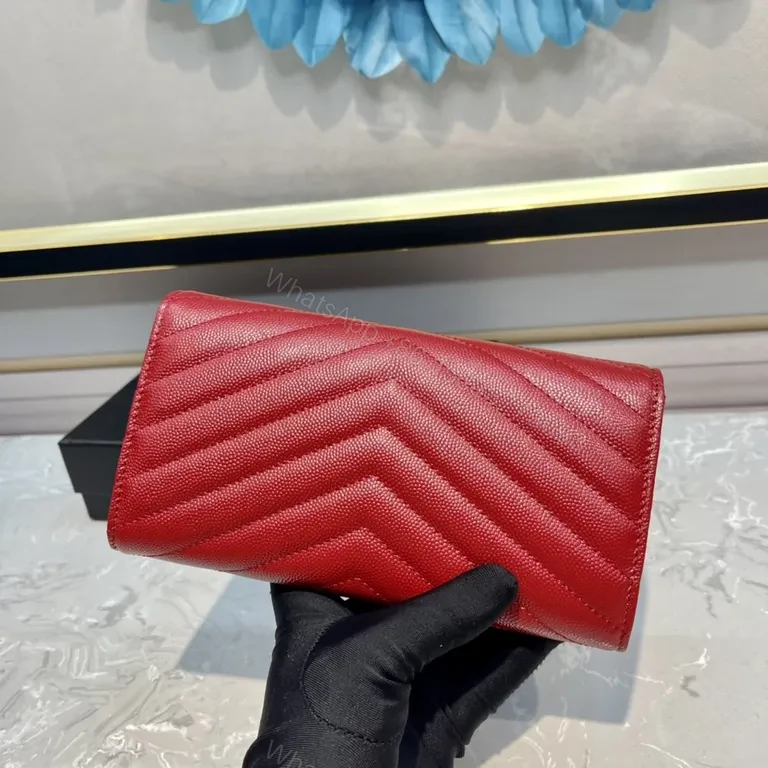 View 8 of Vivid Red Chevron Wallet-Clutch with Gold Hardware