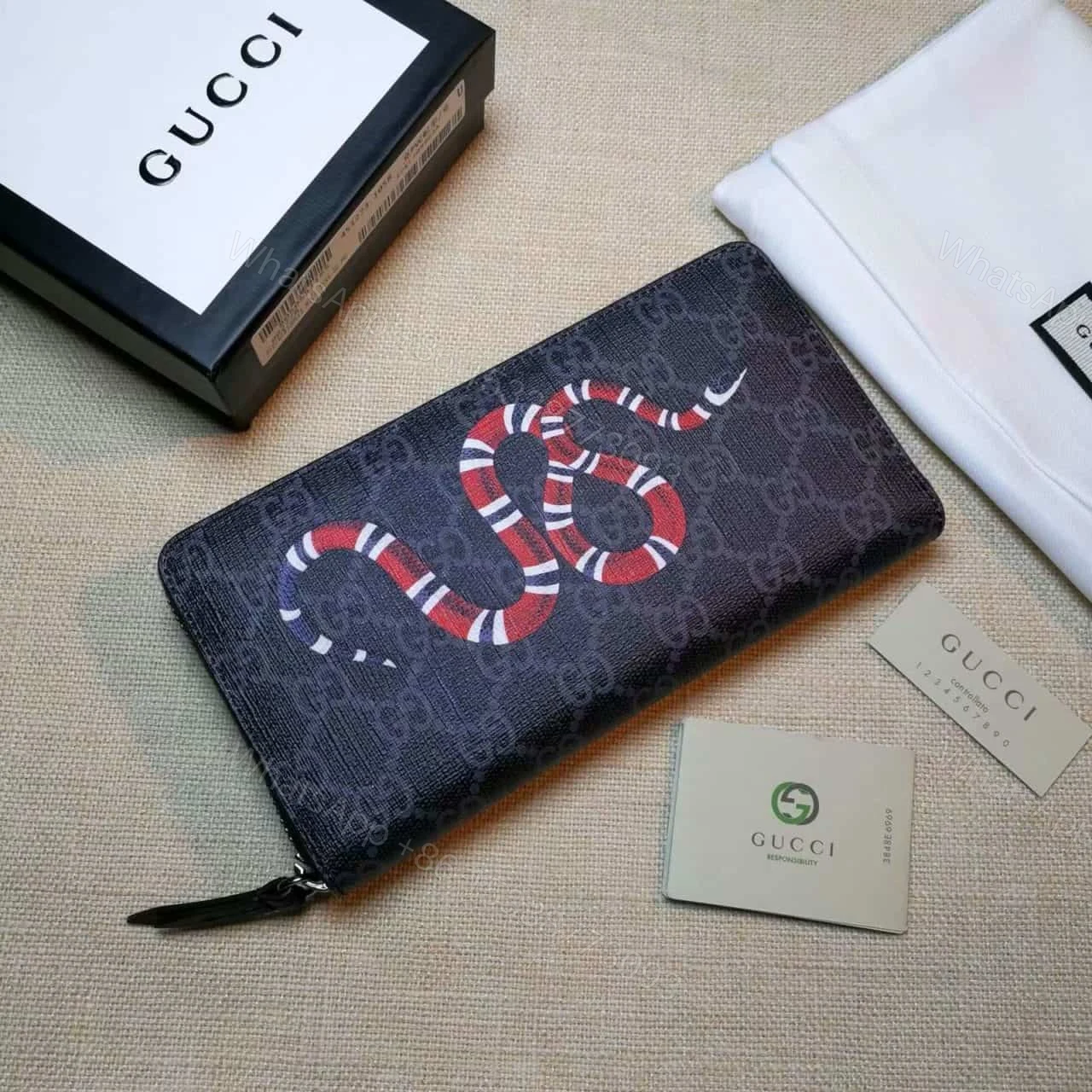 View 2 of GUCCI WALLET KINGSNAKE PRINT GG SUPREME ZIP GC1
