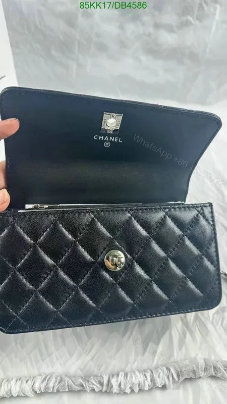 View 8 of Chanel Small Black Quilted CC Bag in Lambskin Leather DB6542