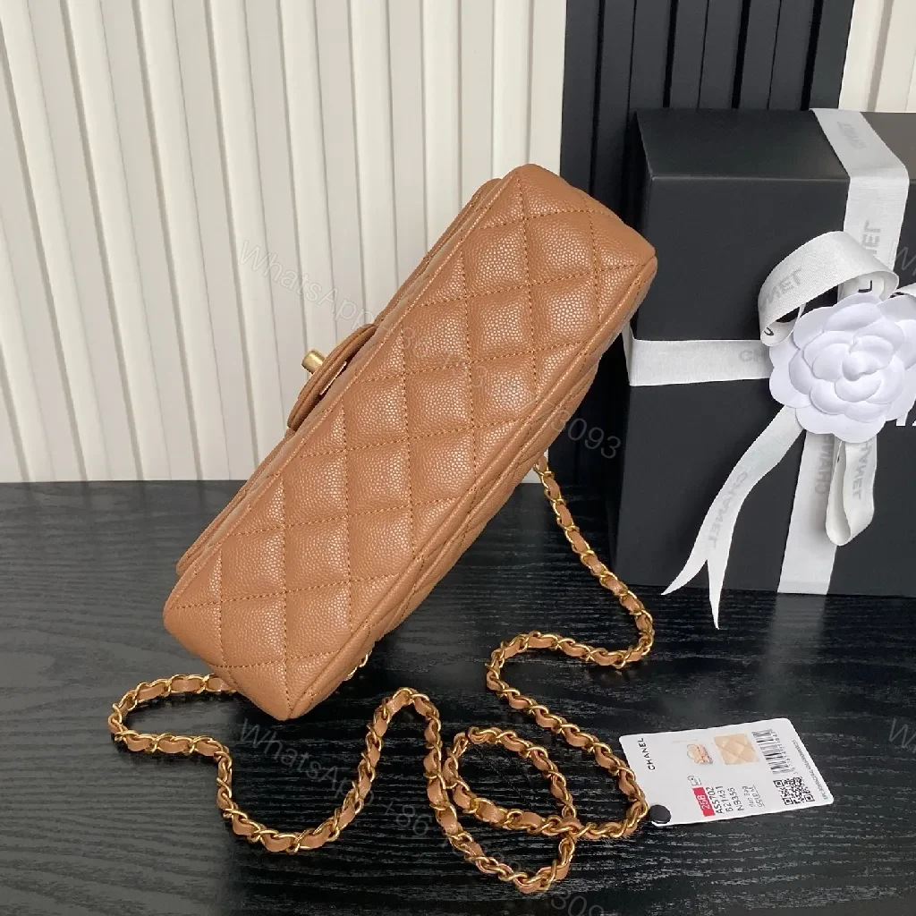View 6 of Quilted Leather Shoulder Bag with Gold Chain, Compact Chic
