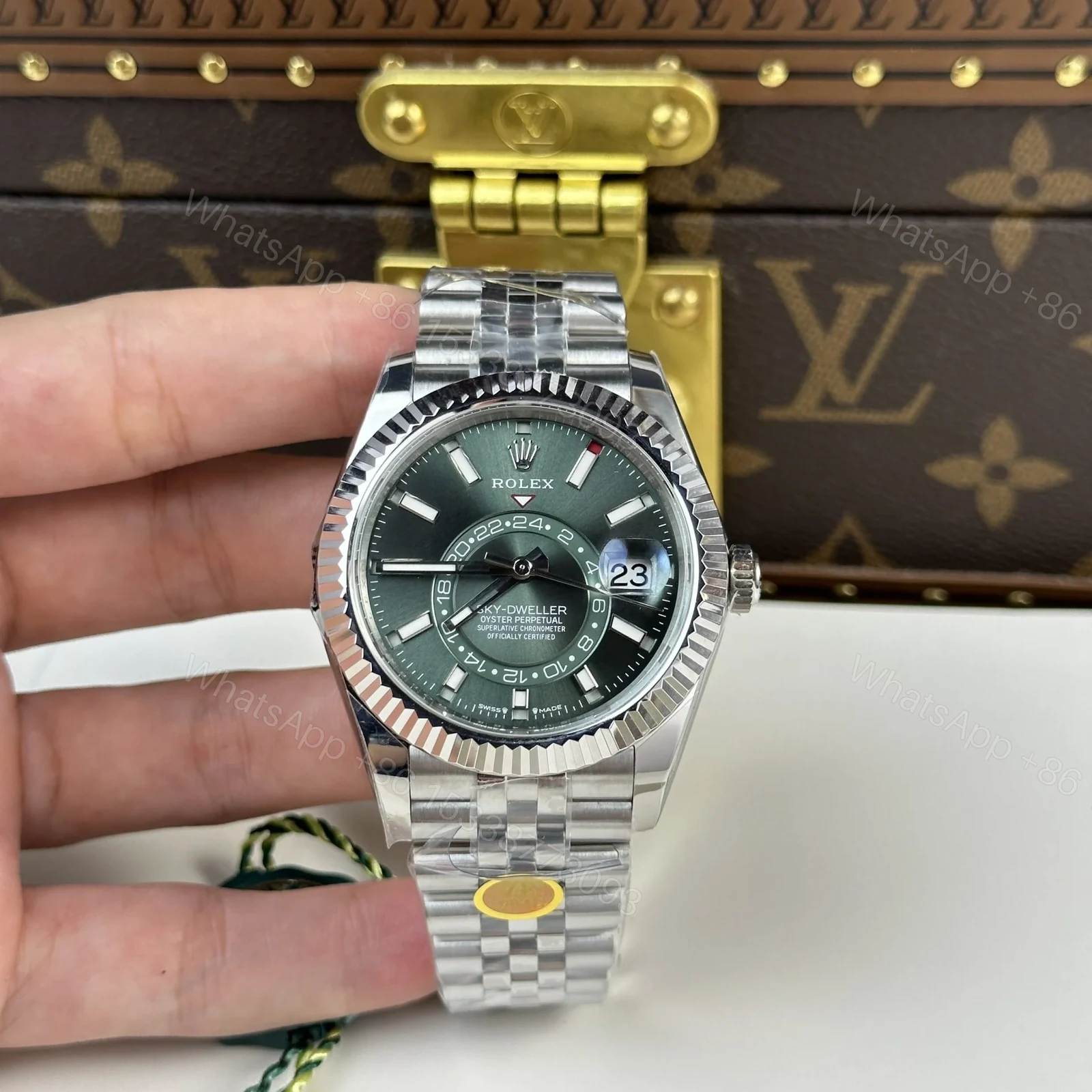 View 3 of Superclone Rolex Sky-Dweller Mint green Dial 336934 Jubilee