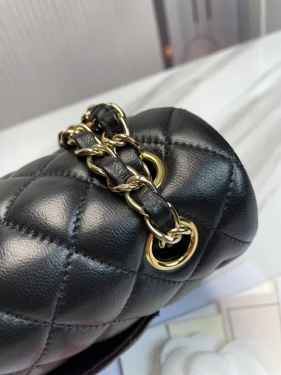 View 8 of Quilted Black Leather Shoulder Bag: Timeless Luxe, CC Hardware