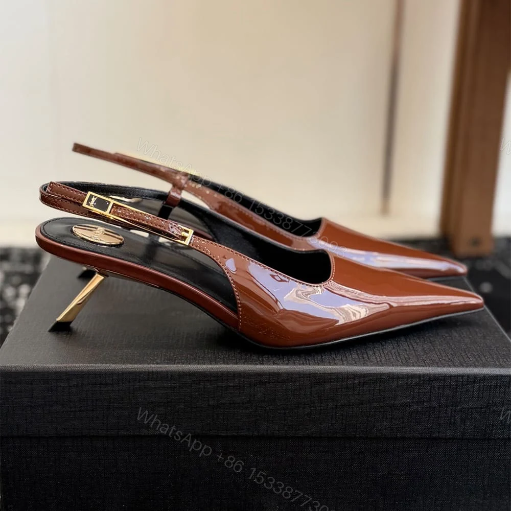 View 2 of YSL LEE slingback pumps in patent leather