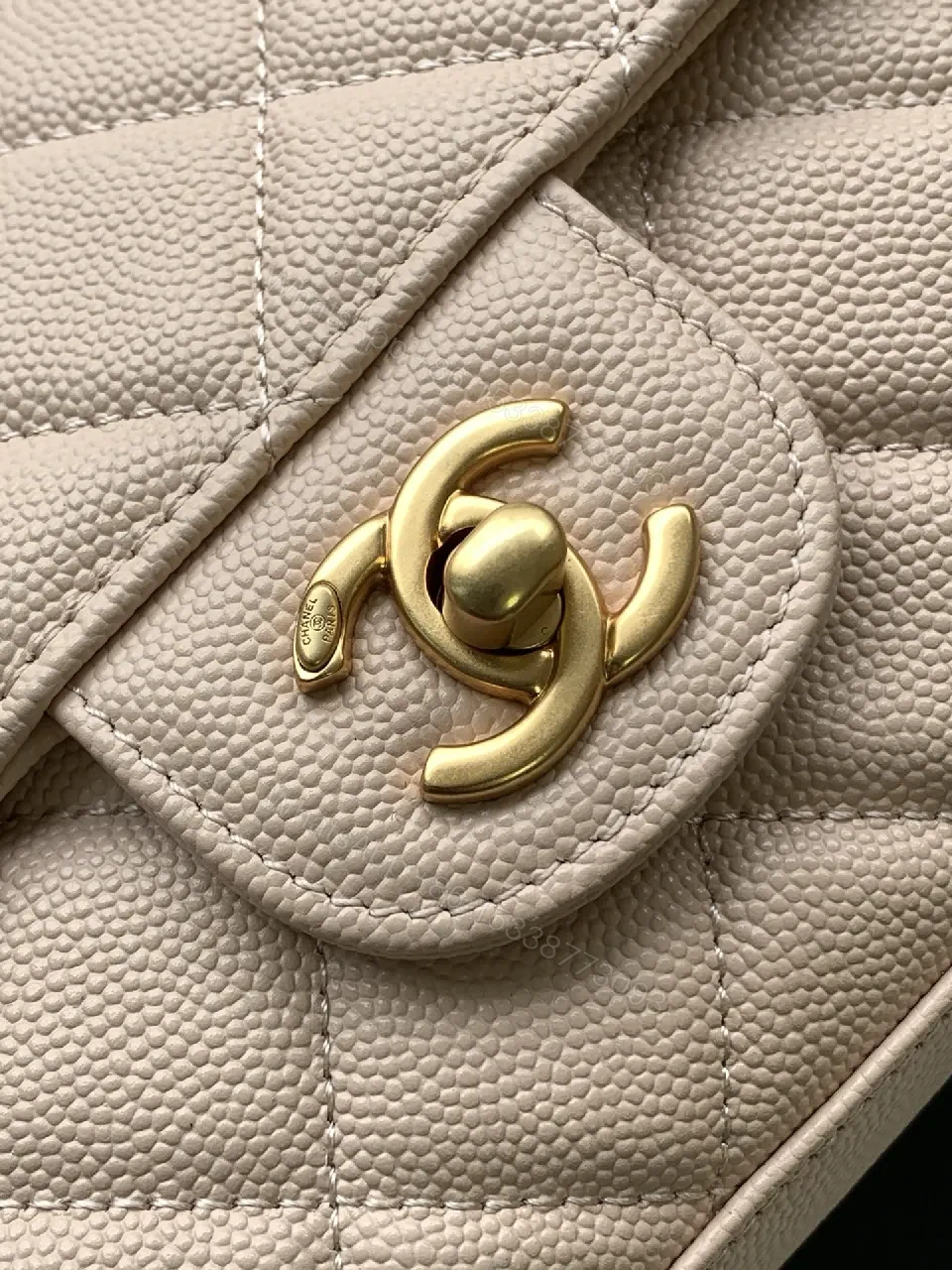 View 3 of Soft Pink Quilted Flap Bag with Gold Chain - Compact Luxury
