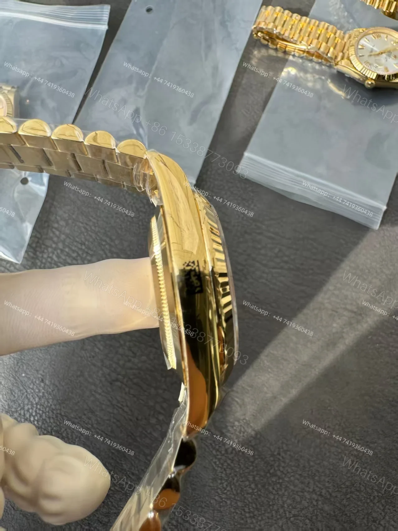 View 6 of Rolex Day-Date M228238-0067 1:1 Replica Gold Black Dial 40MM 3255 Movement Presidential Bracelet Super Clone Watch